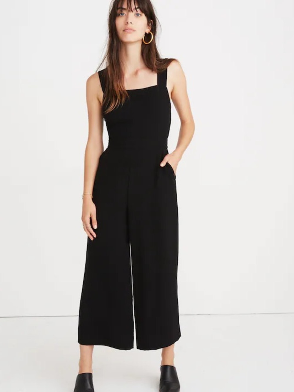 Madewell Black Apron Bow-Back Wide Leg Open Back Jumpsuit | Size 0